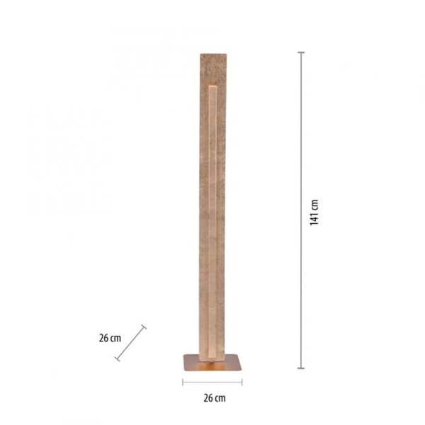Elégant lampadaire LED blanc chaud 141 cm en feuille dor