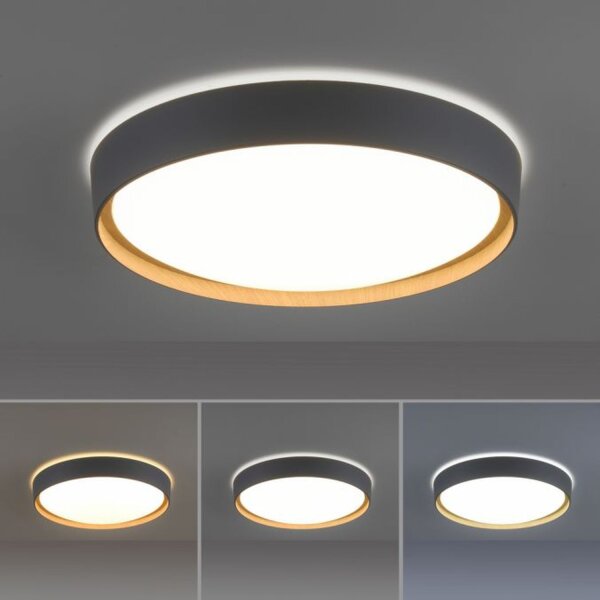 Lampe de plafonnier LED Bois Métal Gris Ø51 cm 3720 lm dimmable