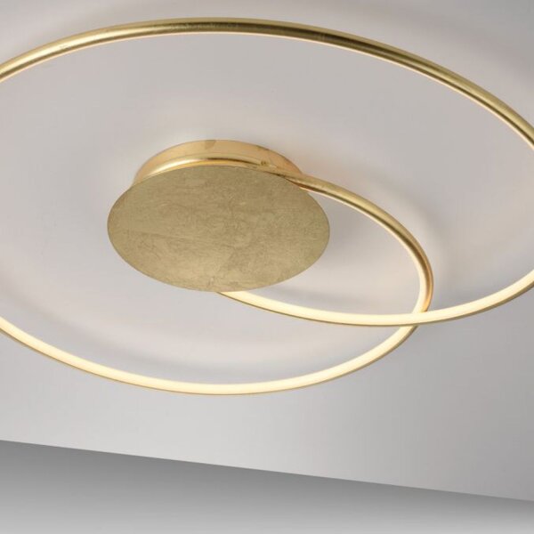 Plafonnier LED Anneaux lumineux en métal doré L:70 cm