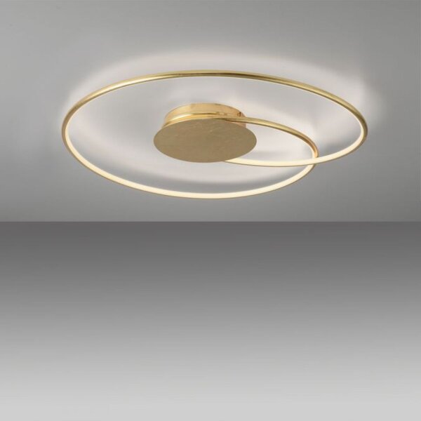 Plafonnier LED Anneaux lumineux en métal doré L:70 cm