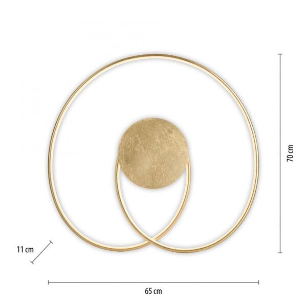 Plafonnier LED Anneaux lumineux en métal doré L:70 cm