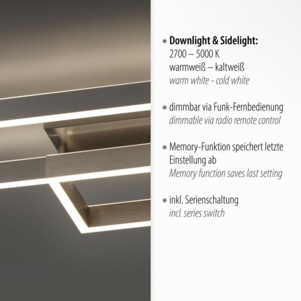 Lampe de plafonnier LED argent élégante Télécommande à intensité variable