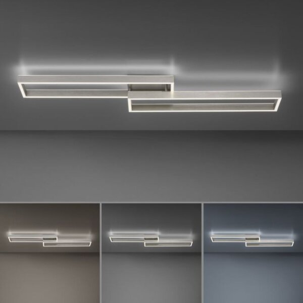 Lampe de plafonnier LED argent élégante Télécommande à intensité variable