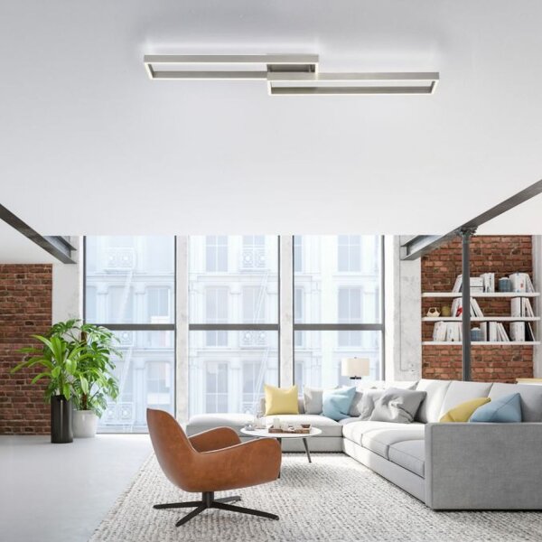 Lampe de plafonnier LED argent élégante Télécommande à intensité variable