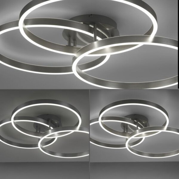 Lampe de plafonnier LED Anneaux Télécommande L:75 cm dimmable