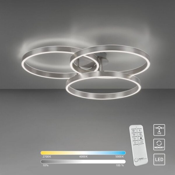Lampe de plafonnier LED Anneaux Télécommande L:75 cm dimmable