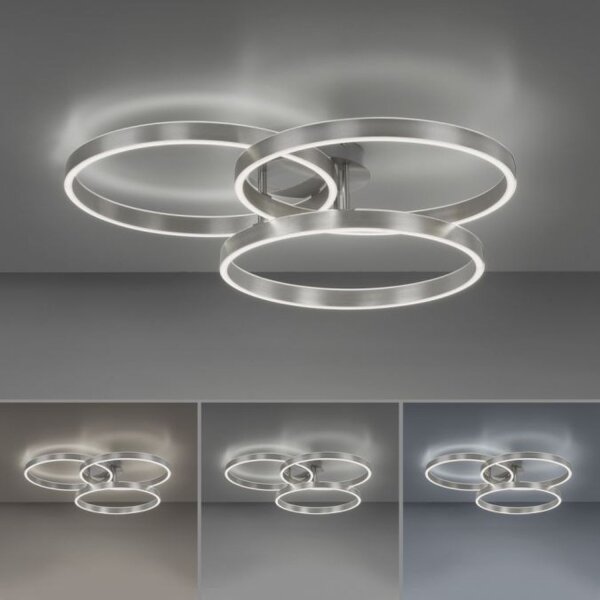 Lampe de plafonnier LED Anneaux Télécommande L:75 cm dimmable