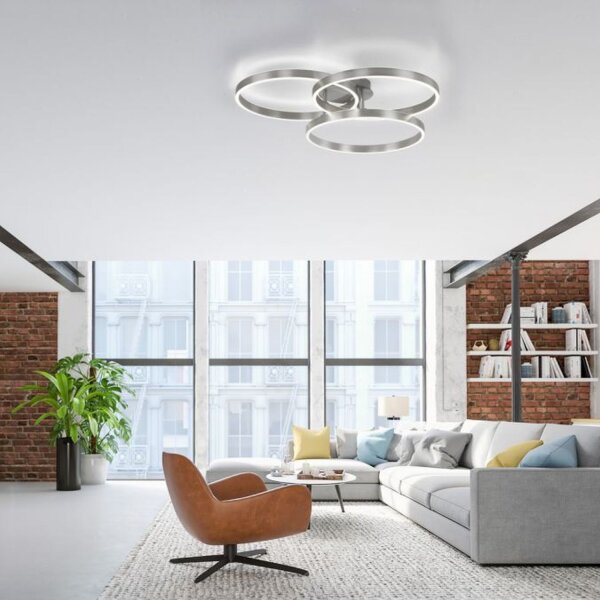Lampe de plafonnier LED Anneaux Télécommande L:75 cm dimmable