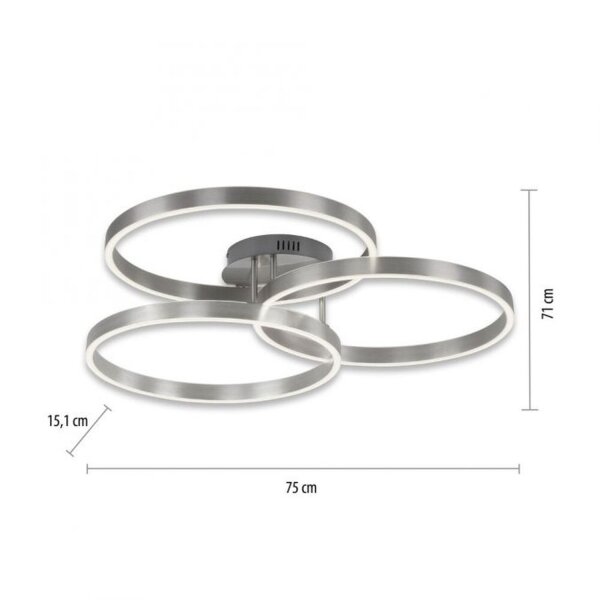 Lampe de plafonnier LED Anneaux Télécommande L:75 cm dimmable