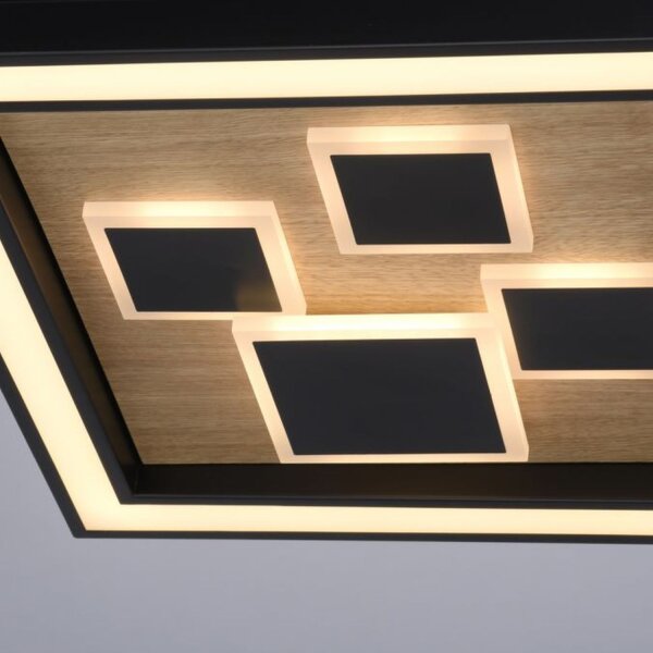 Plafonnier LED Bois Noir Interrupteur de série L:48 cm
