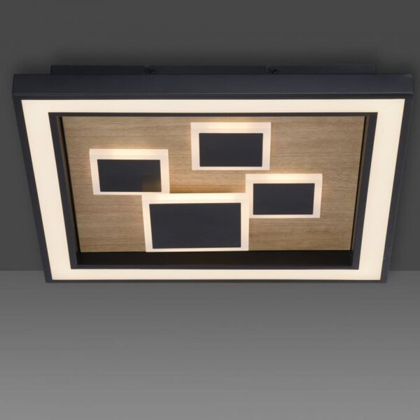 Plafonnier LED Bois Noir Interrupteur de série L:48 cm