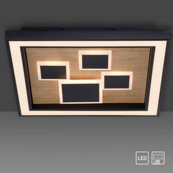Plafonnier LED Bois Noir Interrupteur de série L:48 cm