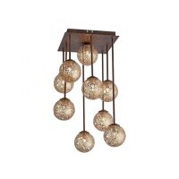 Lampe de plafonnier rustique m&eacute;tal G9 9 flammes...