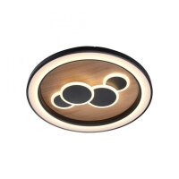 Lampe de plafonnier LED ronde bois noir interrupteur...