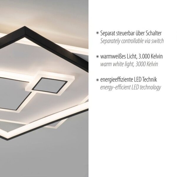 Lampe de plafonnier LED Blanc Noir Blanc chaud 3000 K 4900 lm