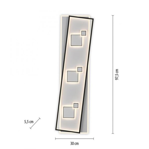 Lampe de plafonnier LED Blanc Noir Blanc chaud 3000 K 97,5 cm