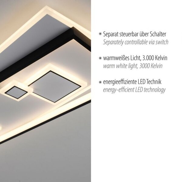 Lampe de plafonnier LED Blanc Noir Blanc chaud 3000 K 97,5 cm