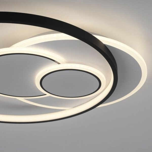 Lampe de plafonnier LED Anneaux Blanc Noir Blanc chaud 3000 K 27 W