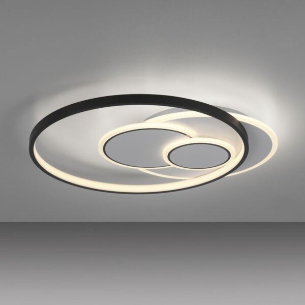 Lampe de plafonnier LED Anneaux Blanc Noir Blanc chaud 3000 K 27 W