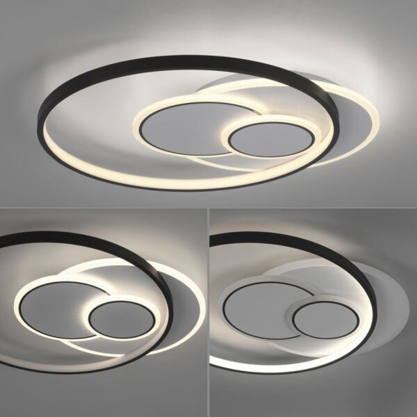 Lampe de plafonnier LED Anneaux Blanc Noir Blanc chaud 3000 K 27 W