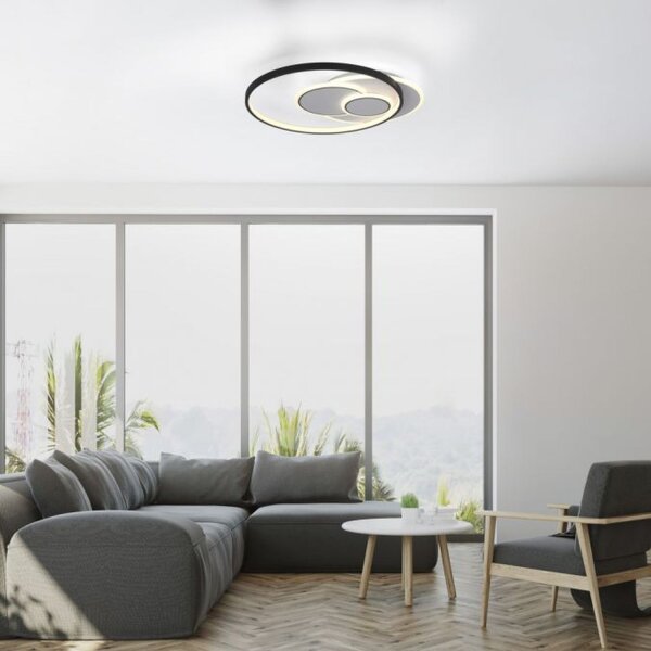 Lampe de plafonnier LED Anneaux Blanc Noir Blanc chaud 3000 K 27 W