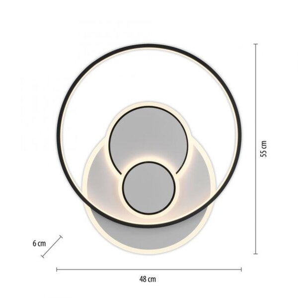 Lampe de plafonnier LED Anneaux Blanc Noir Blanc chaud 3000 K 27 W