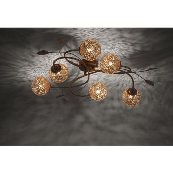 Lampe de plafonnier G9 L:68 cm Boules or Floral