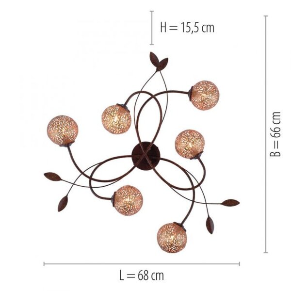 Lampe de plafonnier G9 L:68 cm Boules or Floral