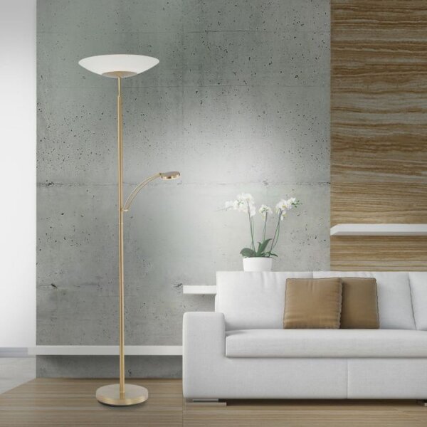 Lampadaire LED avec bras de lecture laiton verre 181 cm 3900 lm