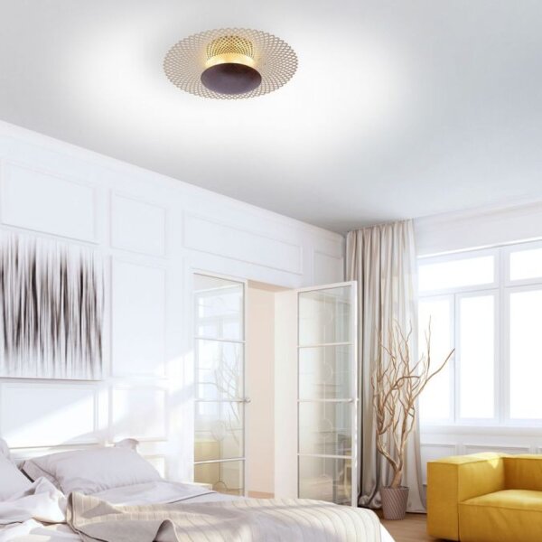 Plafonnier LED métal rouille-or Ø45 cm 12 W intensité lumineuse variable