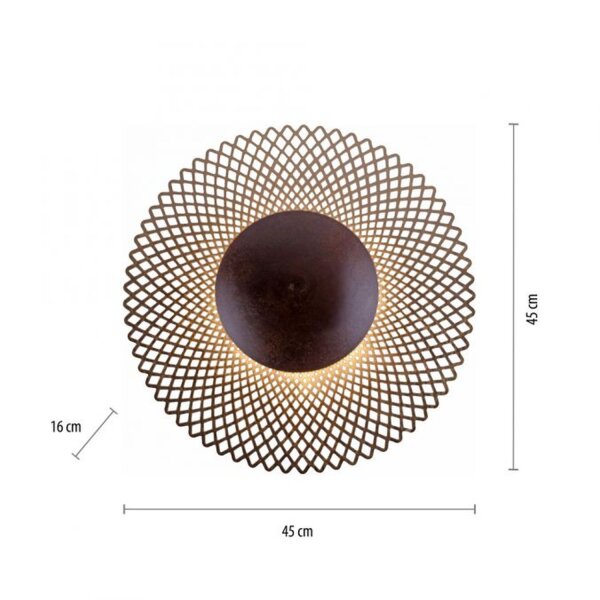 Plafonnier LED métal rouille-or Ø45 cm 12 W intensité lumineuse variable