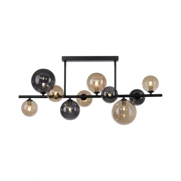 Lampe de plafonnier boules gris fumée ambre verre 85 cm G9
