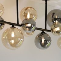 Lampe de plafonnier boules gris fumée ambre verre...