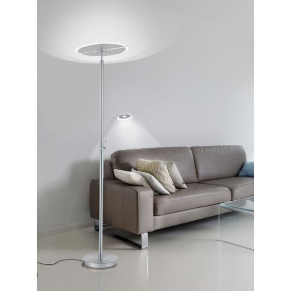 Lampadaire LED avec bras de lecture en acier verre 200 cm 5770 lm