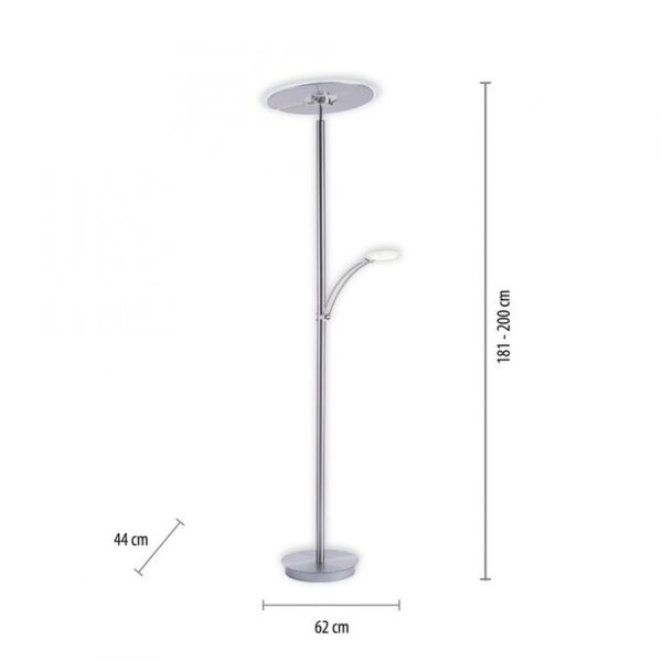 Lampadaire LED avec bras de lecture en acier verre 200 cm 5770 lm