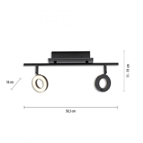 Spot de plafond LED flexible anthracite IP44 50 cm à faible éblouissement