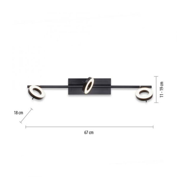 Spot de plafond flexible à LED anthracite IP44 67 cm à faible éblouissement