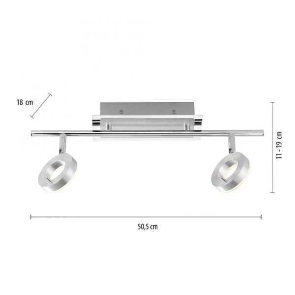 Spot de plafond LED flexible en aluminium IP44 L:50,5 cm