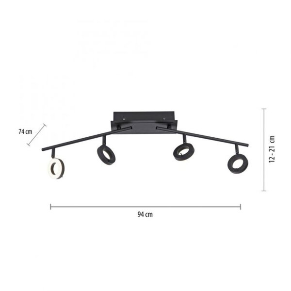 Spot de plafond flexible à LED anthracite IP44 94 cm 26 W