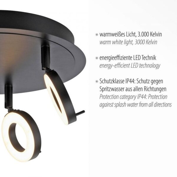 Spot de plafond mobile à LED anthracite IP44 Ø33,5 cm