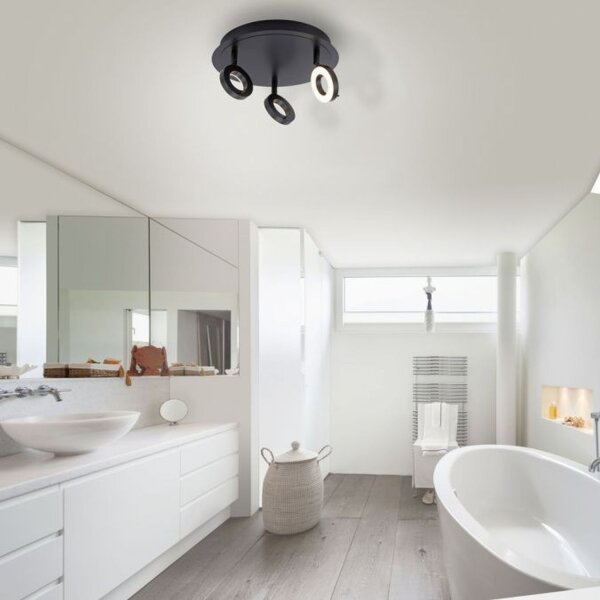 Spot de plafond mobile à LED anthracite IP44 Ø33,5 cm