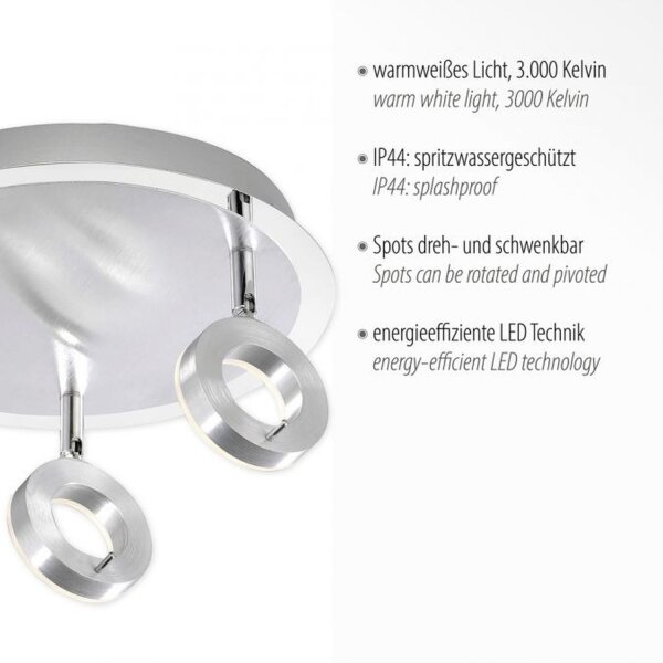 Spot de plafond à LED flexible en aluminium IP44 Ø33,5 cm