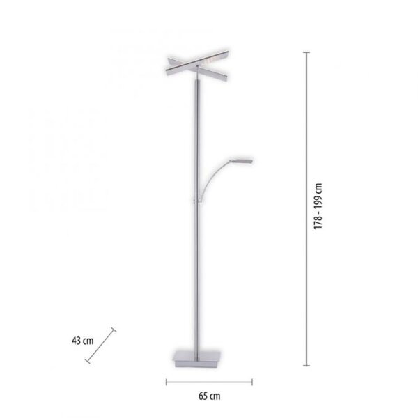 Lampadaire LED à intensité variable en acier verre 199 cm