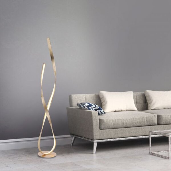 Lampadaire LED à intensité variable en feuille dor 140 cm 3000 K 26 W