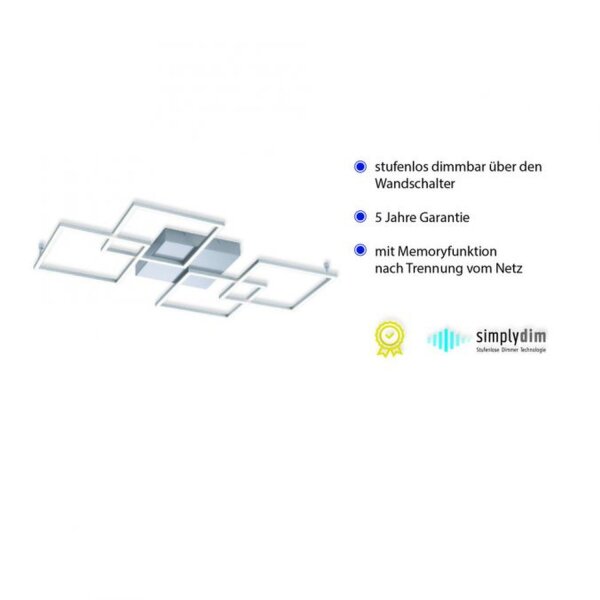Lampe de plafonnier LED à intensité variable 80 cm 4424 lm en acier