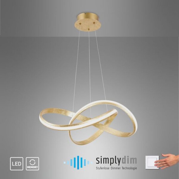 Suspension LED incurvée dorée 30 W dimmable