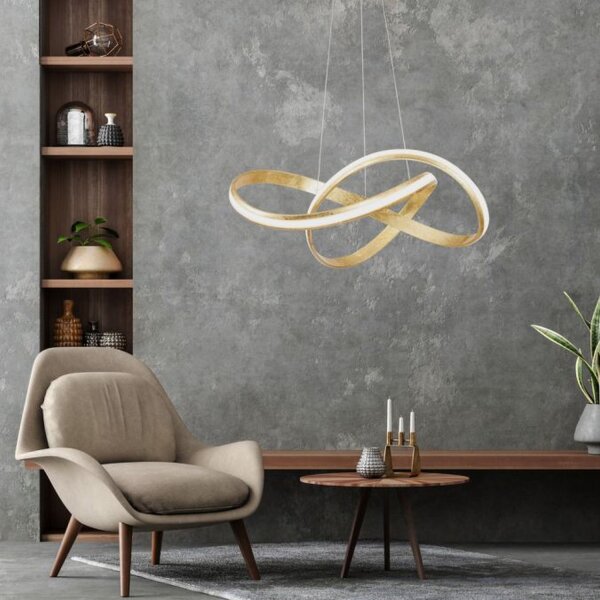 Suspension LED incurvée dorée 30 W dimmable