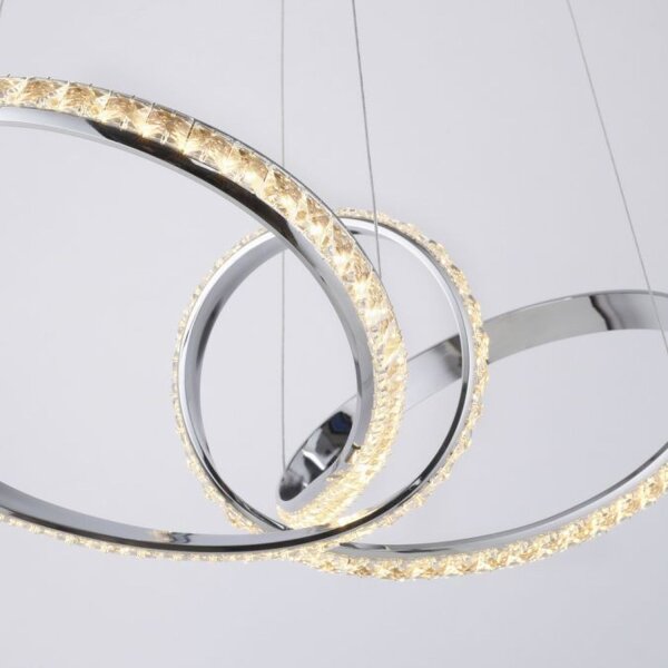 Lampe LED à suspendre en chrome dimmable 39 W L:94 cm élégante