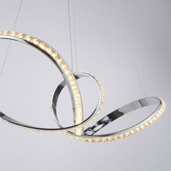 Lampe LED à suspendre en chrome dimmable 39 W L:94 cm élégante