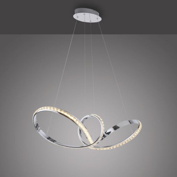 Lampe LED à suspendre en chrome dimmable 39 W L:94 cm élégante